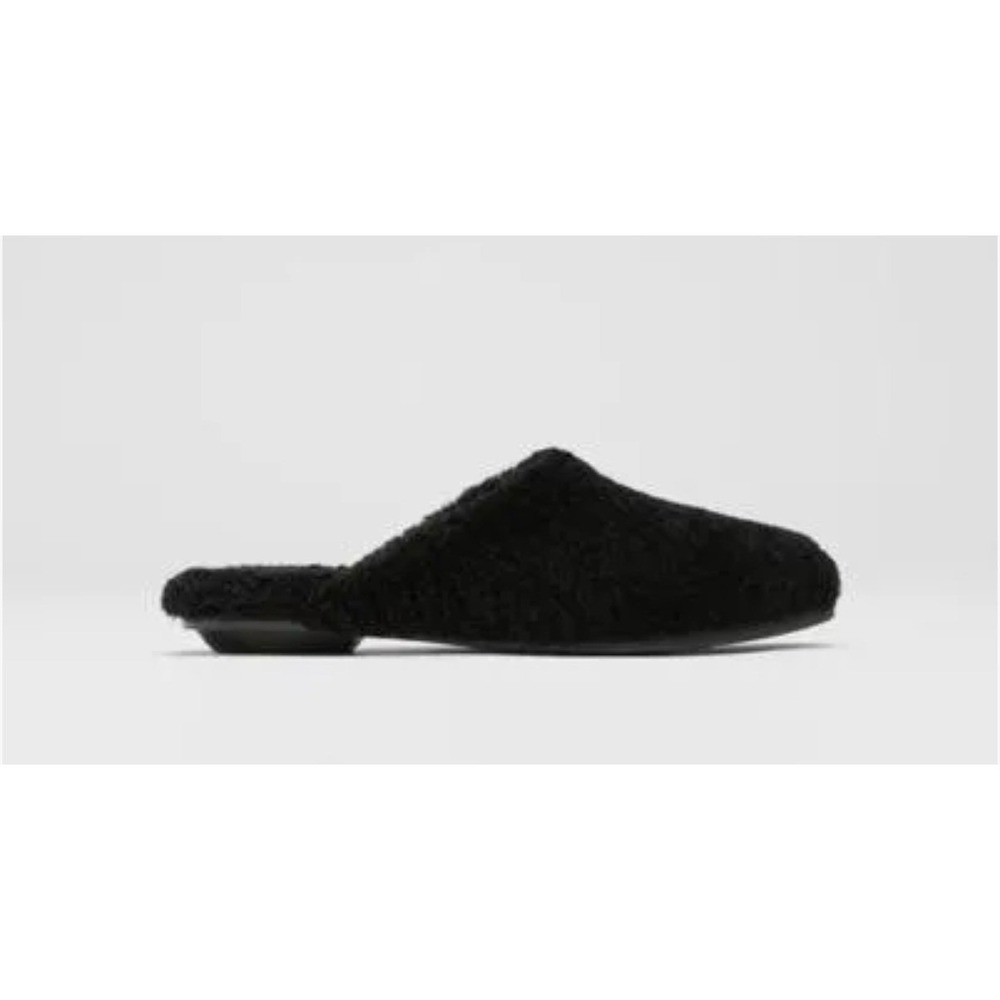 Eileen Fisher Blog3 Womens Black Shearling Almond Toe Slip On Mule Slippers 5.5
